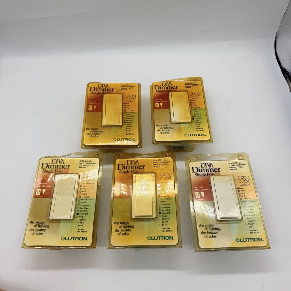 5 Lutron Diva DVSC-600PH-BI Satin Colors Biscuit 600W Dimmer New Sealed